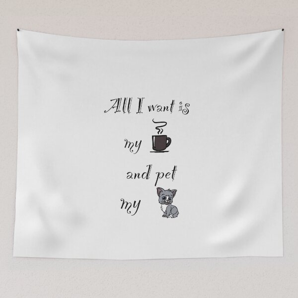 Aperçu de l'œuvre Tout ce que je veux, c'est mon café et caresser mon chat créée et vendue par RTMTSHIRTS.
