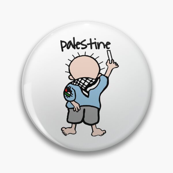 Item preview, A picture of Handala writing the name of Palestine designed and sold by Weirdfeeling.
