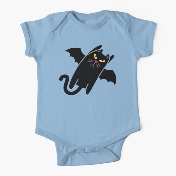 Cute Halloween Bat Cat for Babies and Kids! Short Sleeve Baby One-Piece