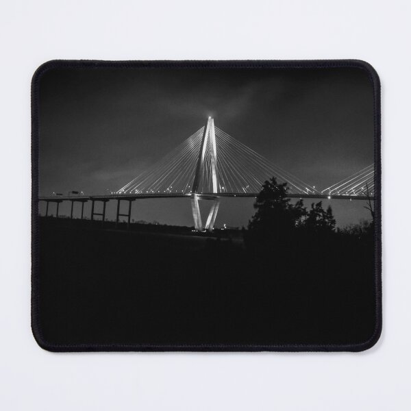 Item preview, Charleston Ravenel Bridge at Night  in Black and White designed and sold by nbrandsberg.