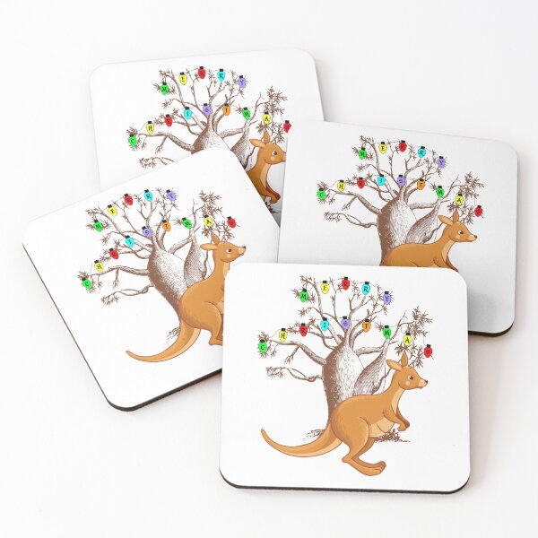 Item preview, Cute Joey Kangaroo And  Australian Boab Tree With Christmas Lights Spelling Merry Christmas  designed and sold by Oaks Creations.