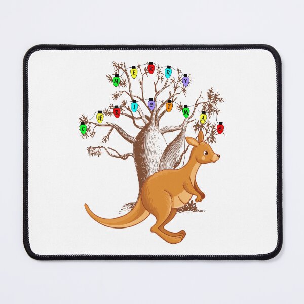 Item preview, Cute Joey Kangaroo And  Australian Boab Tree With Christmas Lights Spelling Merry Christmas  designed and sold by Oaks Creations.