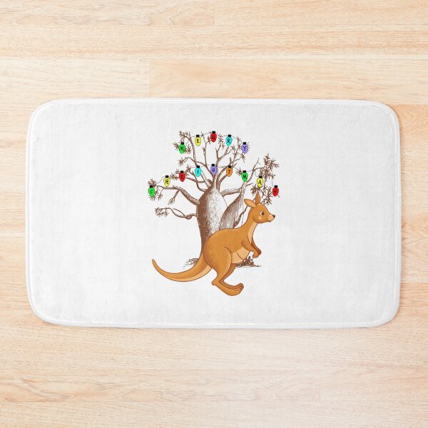 Item preview, Cute Joey Kangaroo And  Australian Boab Tree With Christmas Lights Spelling Merry Christmas  designed and sold by Oaks Creations.