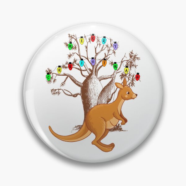 Item preview, Cute Joey Kangaroo And  Australian Boab Tree With Christmas Lights Spelling Merry Christmas  designed and sold by Oaks Creations.