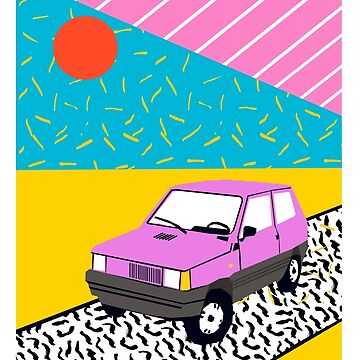 Amped throwback 80s memphis vintage cars sunset socal california beach life Art Print