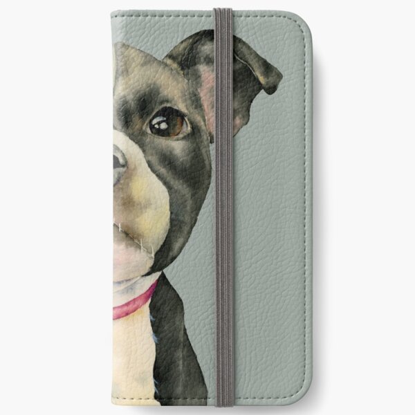 Puppy Eyes | Cute Pit Bull Watercolor Portrait iPhone Wallet