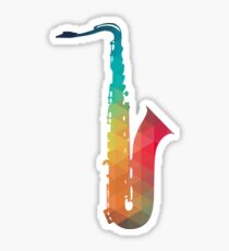 Rainbow pattern saxophone silhouette Sticker