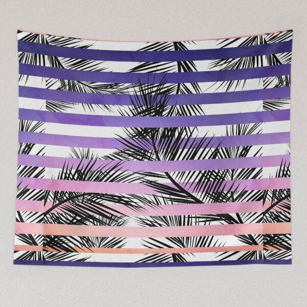 Item preview, Watercolor summer sunset ombre stripes tropical palm tree designed and sold by GirlyTrend.