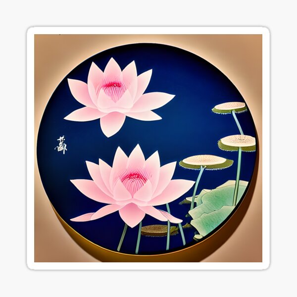 "Traditional Japanese Lotus Flower" Sticker for Sale by SampsonSyms