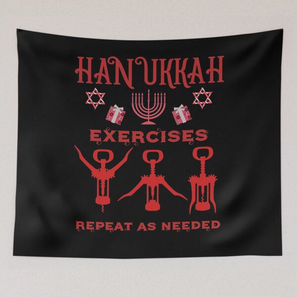 Item preview, Hanukkah Exercises Repeat as Needed - Funny Quote in Red designed and sold by Georgy09.