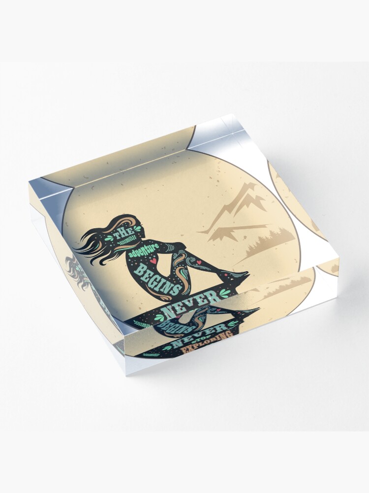 Alternate view of Never Stop Exploring Acrylic Block
