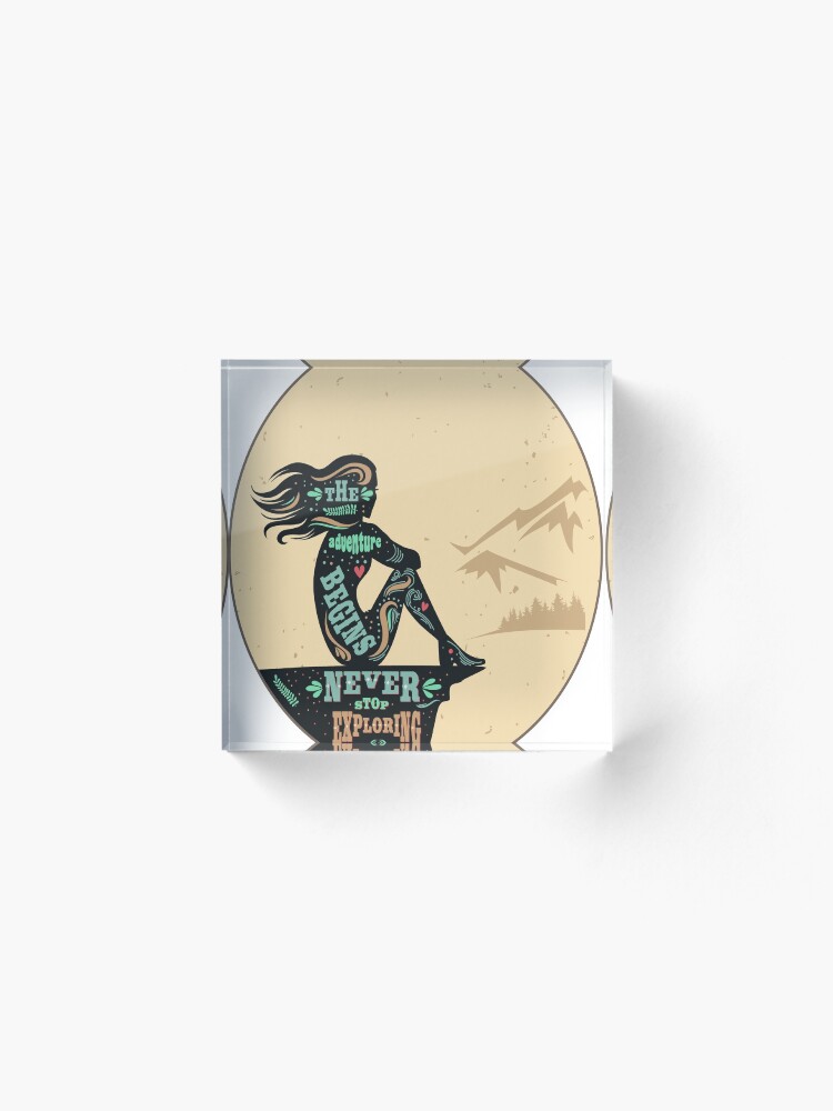 Alternate view of Never Stop Exploring Acrylic Block