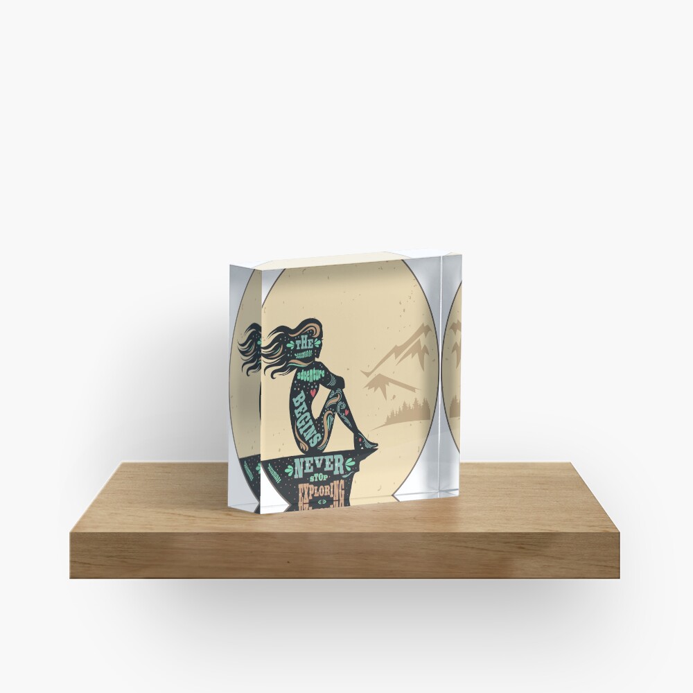 Never Stop Exploring Acrylic Block