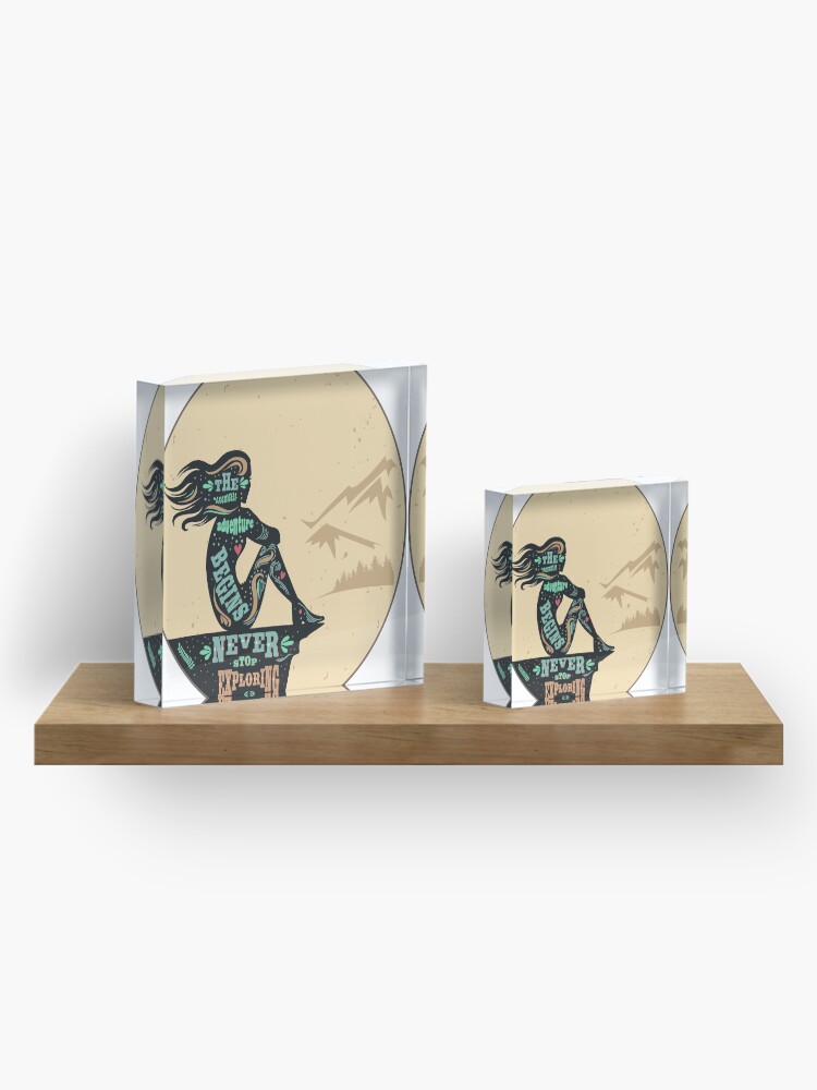 Alternate view of Never Stop Exploring Acrylic Block