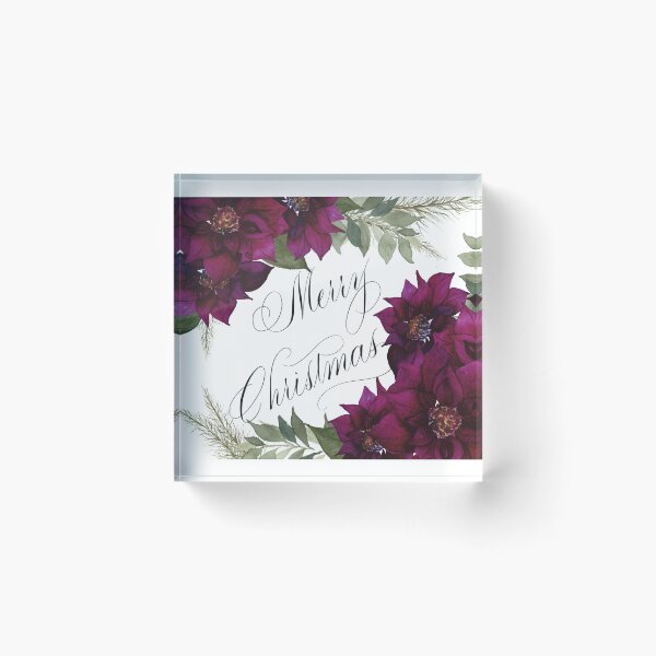 Item preview, Merry Christmas Cranberry Poinsettias designed and sold by WhimsyLetters.