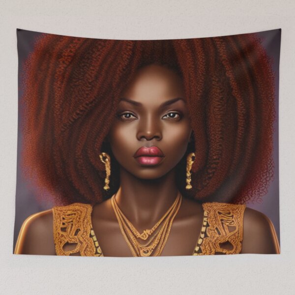 Item preview, Majestic Brown Woman With Long Red Natural Hair designed and sold by Sapphire597.