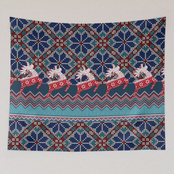 Item preview, Christmas Chronicles - Vintage Knitted Poinsettia Reindeer designed and sold by ttsayt1earth.