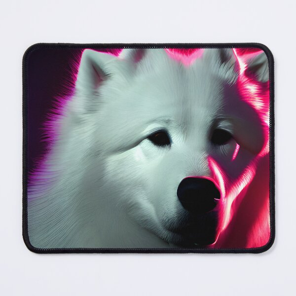 Item preview, White Samoyed dog portrait - neon light #22 designed and sold by supeart.
