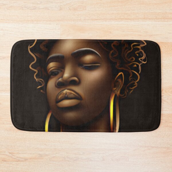 Item preview, Dark Skinned Beautiful Curly Hair Woman With Gold Hoop Earrings designed and sold by Sapphire597.