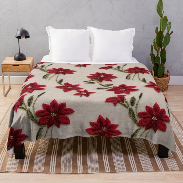 Item preview, Poinsettia Embroidered Flowers designed and sold by cardinalhill.