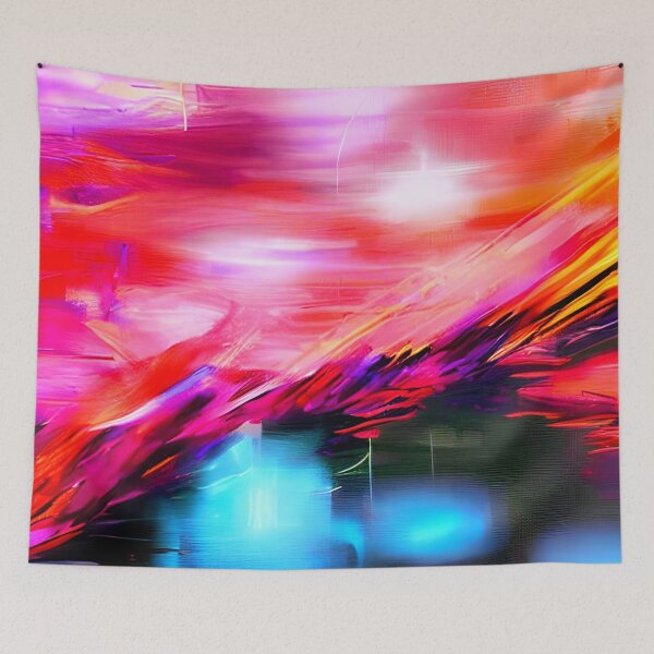 Item preview, thick dense paint pattern knife art - pink blue paint pattern #1 designed and sold by supeart.