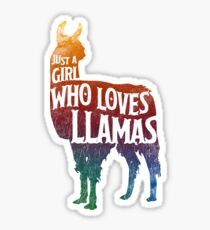 Mädchen, das Llamas, Lama-Liebhaber liebt Sticker
