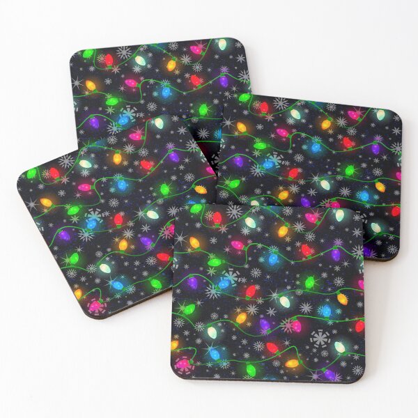 Item preview, Holiday Lights and Snowflakes on Black for Christmas designed and sold by ArtfulFreddy.