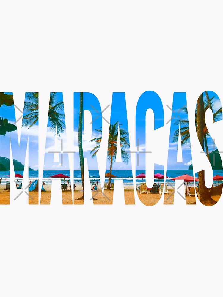 "Maracas Beach Photo Text " Sticker for Sale by luciddesignstnt Redbubble