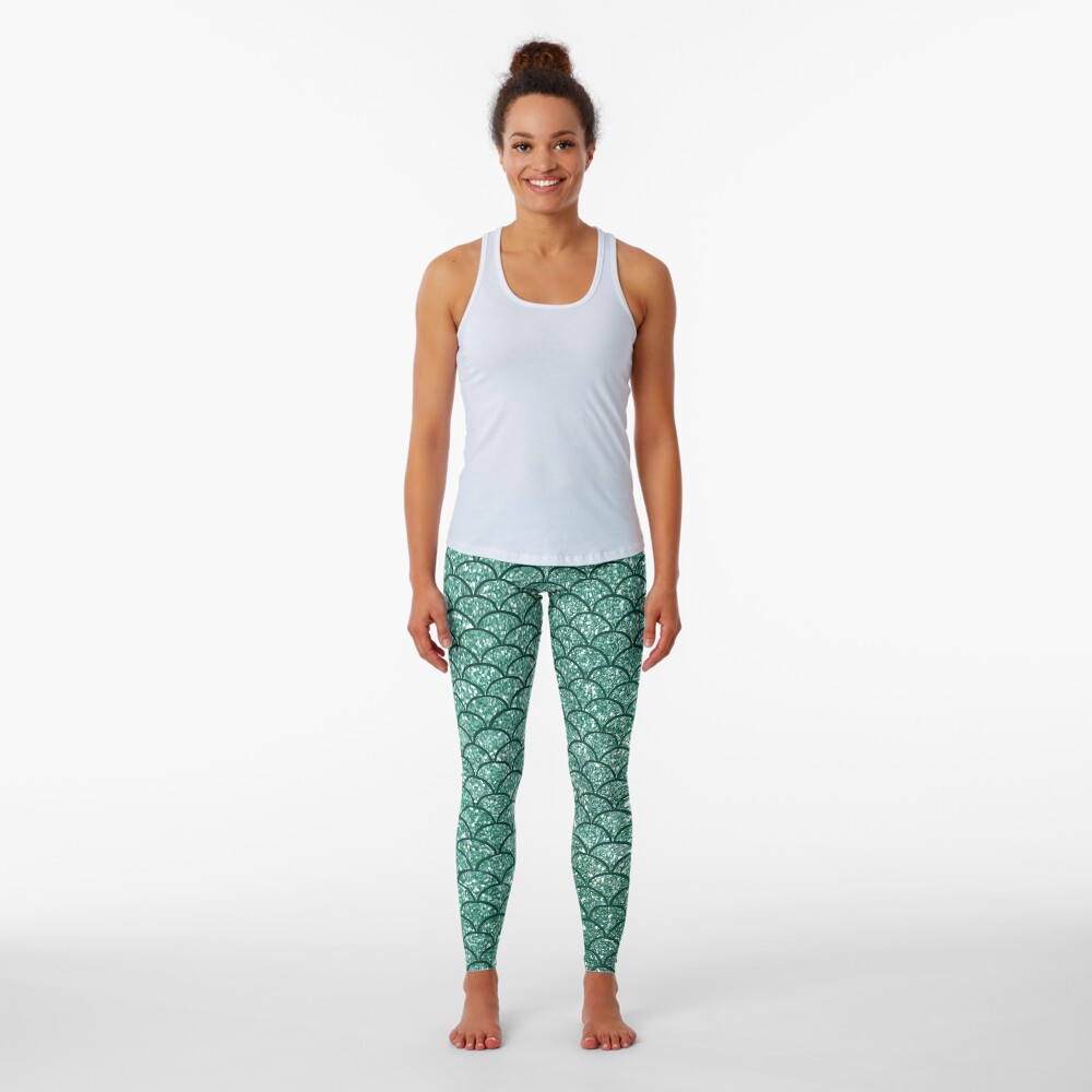 Aquamarine Sparkly Mermaid Scales Leggings