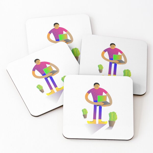 Item preview, Business man with a laptop. Freelancer or office worker, Vector illustration in cartoon style designed and sold by Chitrogiri.