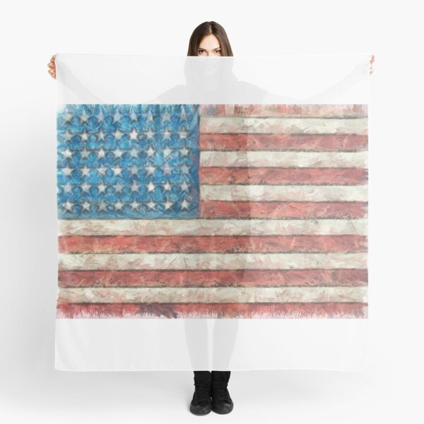 American Flag Colored Pencil Scarf