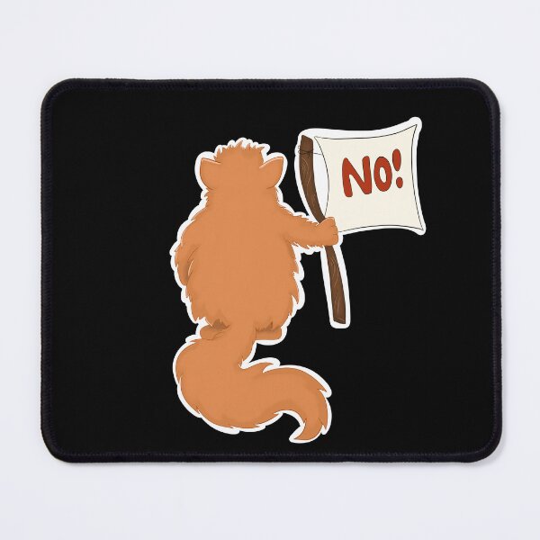 Item preview, Color illustration. The ginger cat stands with its back and holds a flag with the inscription "No". designed and sold by Karyna Hordetska.