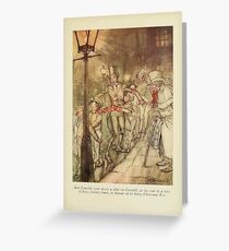 A Christmas Carol by Charles Dickens art by Arthur Rackham 1915 0035 Bob Cratchit went down a slide on Cornhill Greeting Card