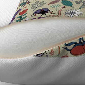 Alternate view of Butterflies, Beetles and blooms - taupe - pretty floral pattern by Cecca Designs Throw Pillow