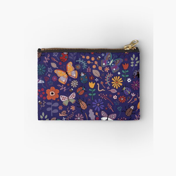 Item preview, Butterflies, beetles and blooms - French navy - pretty floral pattern by Cecca Designs designed and sold by Cecca-Designs.
