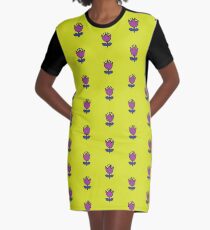 Purple flower - Retro floral pattern by Cecca Designs Graphic T-Shirt Dress
