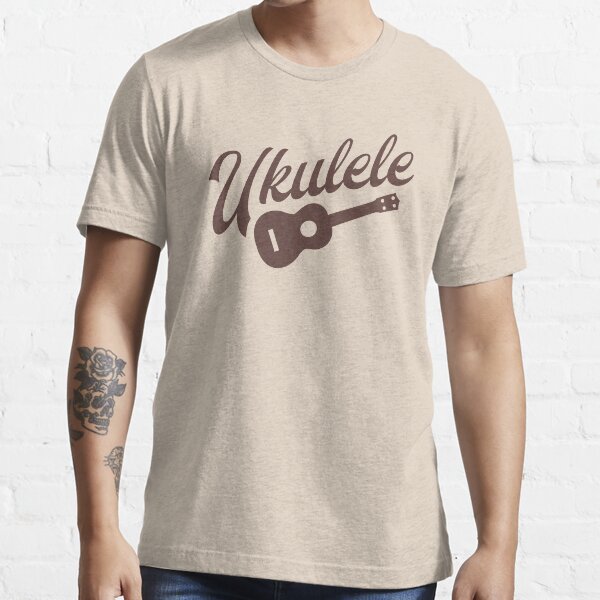 "Ukulele Player Design Brown Retro Handwriting/Uke Drawing" Tshirt for