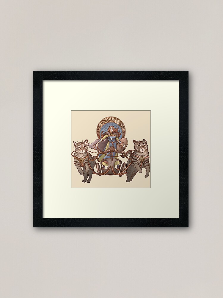 Thumbnail 2 of 7, Framed Art Print, Freya Driving Her Cat Chariot designed and sold by DaniKaulakis.