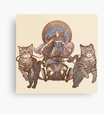 Freya Driving Her Cat Chariot Metal Print