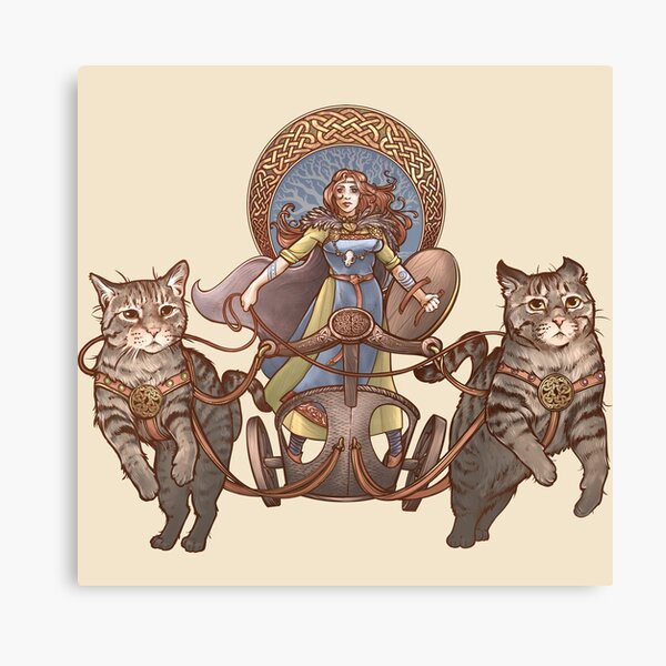 Freya Driving Her Cat Chariot Canvas Print
