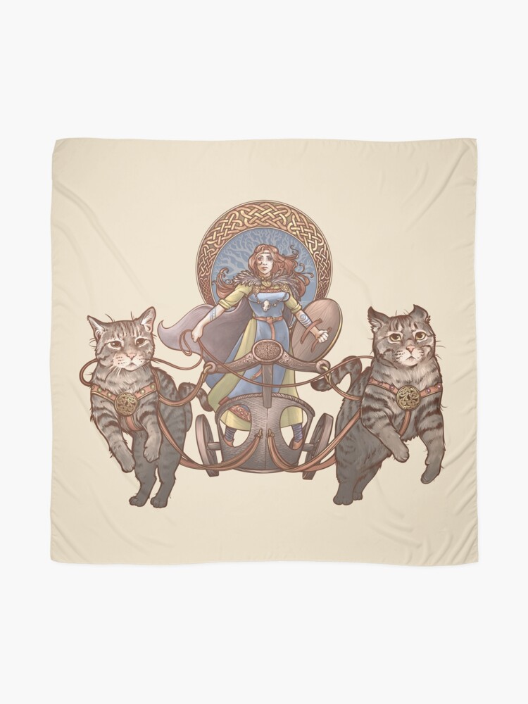 Alternate view of Freya Driving Her Cat Chariot Scarf