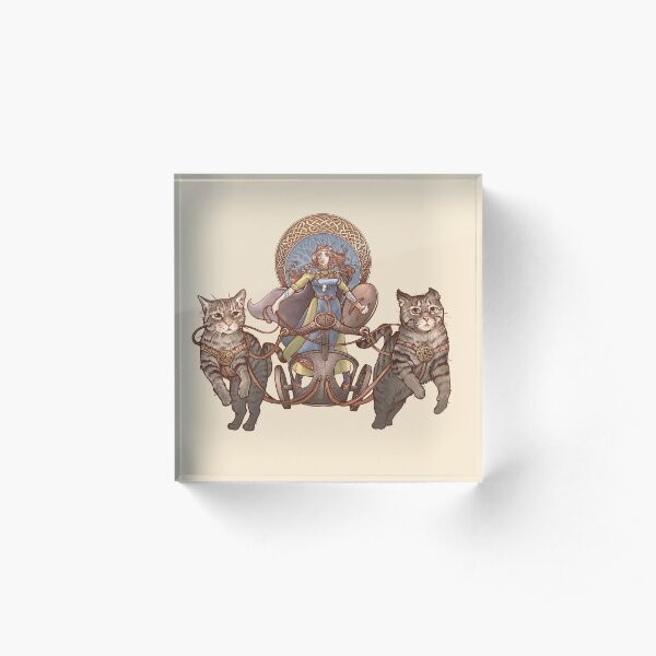 Freya Driving Her Cat Chariot Acrylic Block