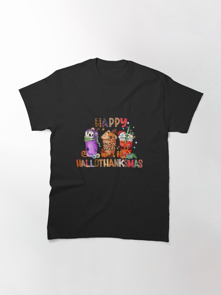 Disover Happy Hallothanksmas Coffee Sublimation,Halloween Thanksgiving T-Shirt