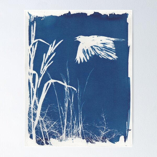 Item preview, Crow Flying Over Field designed and sold by ShinyPennyArt.