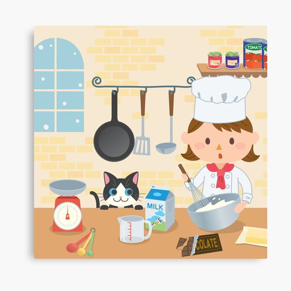 Cooking friends cartoon kitchen Canvas Print
