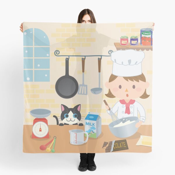 Cooking friends cartoon kitchen Scarf