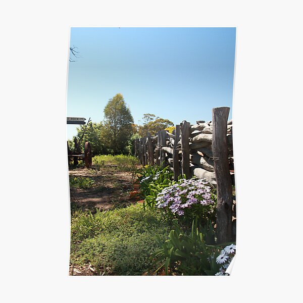 Flowers by the fence Poster