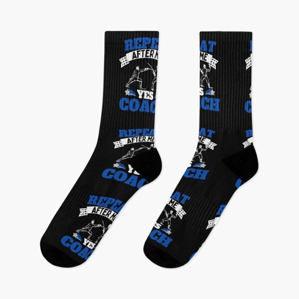 Item preview, Repeat After Me Yes Coach Fencing - Blue White - Funny Sports designed and sold by GymWearDepot.