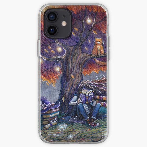 Young witch reading magic book iPhone Soft Case