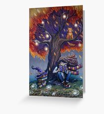 Young witch reading magic book Greeting Card
